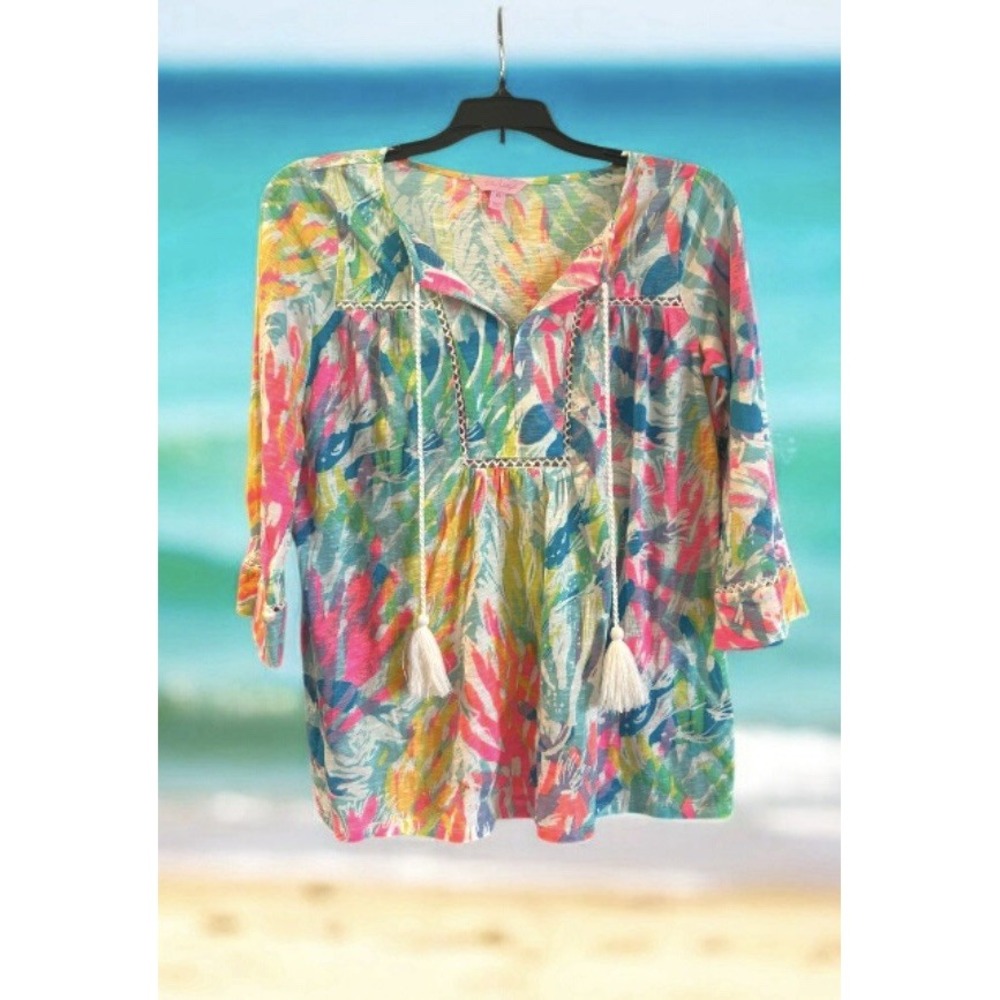 Lilly Pulitzer Multicolor Sparkling Sands Tilda Tunic Top Size X Small XS Cruise